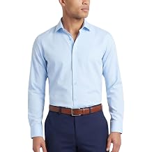 Tom Baine Mens Slim Fit Performance Dress Shirt 4-Way Stretch, Wrinkle Free, Long Sleeve Solid Button Down