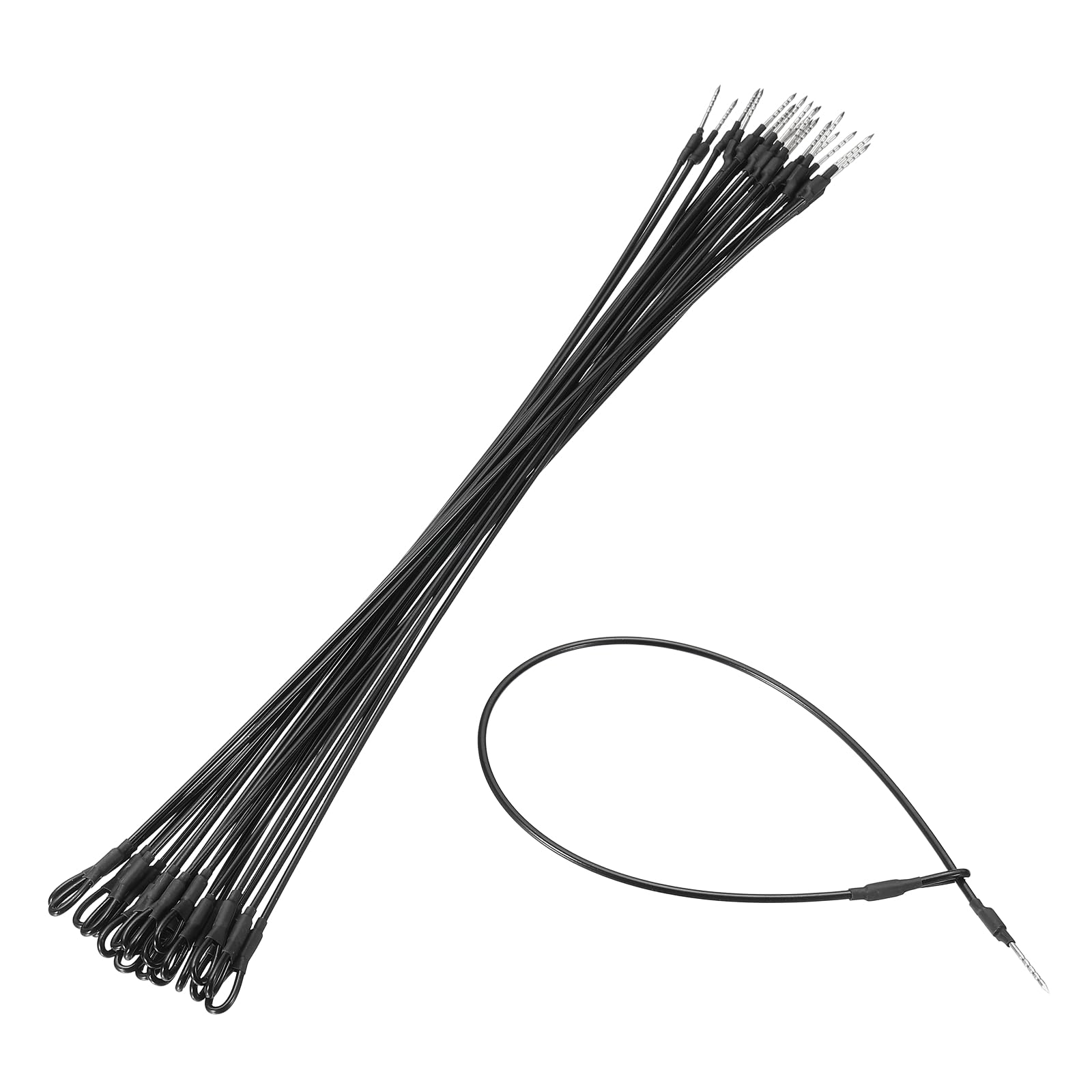 sourcing map 20Pcs Security Tags Lanyards Wire Loop (300mm Length, Black) - Anti-Theft Reusable, Magnetic Buckle Tag Loss Prevention Steel Wire Cable Loop, Fits Apparel/Bags/Shoes