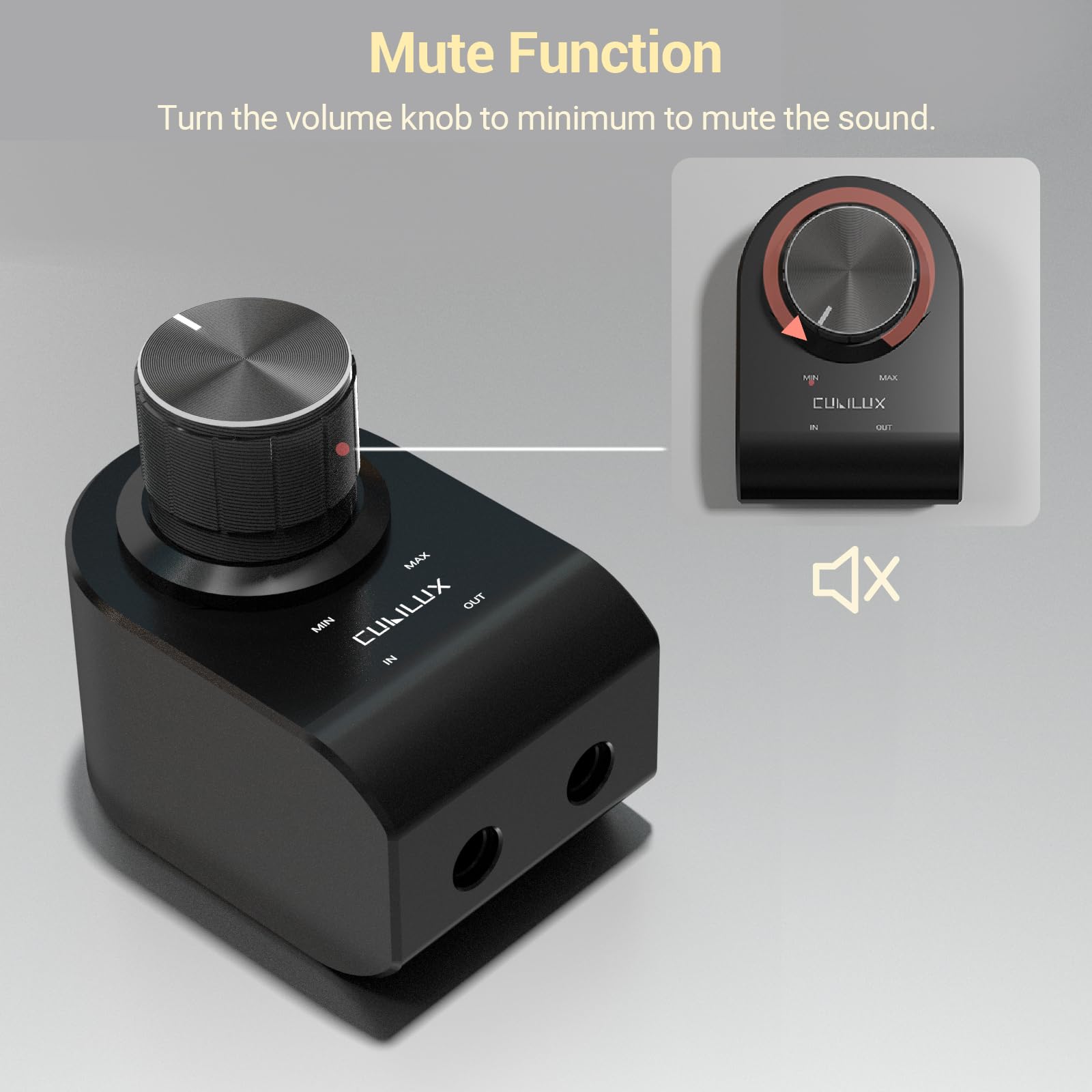 Cubilux 3,5 mm Lautstärkeregler, Inline Stereo Pegelsteller für Kopfhörer, Lautstärke Attenuator mit Aluminiumgehäuse zur Störabschirmung