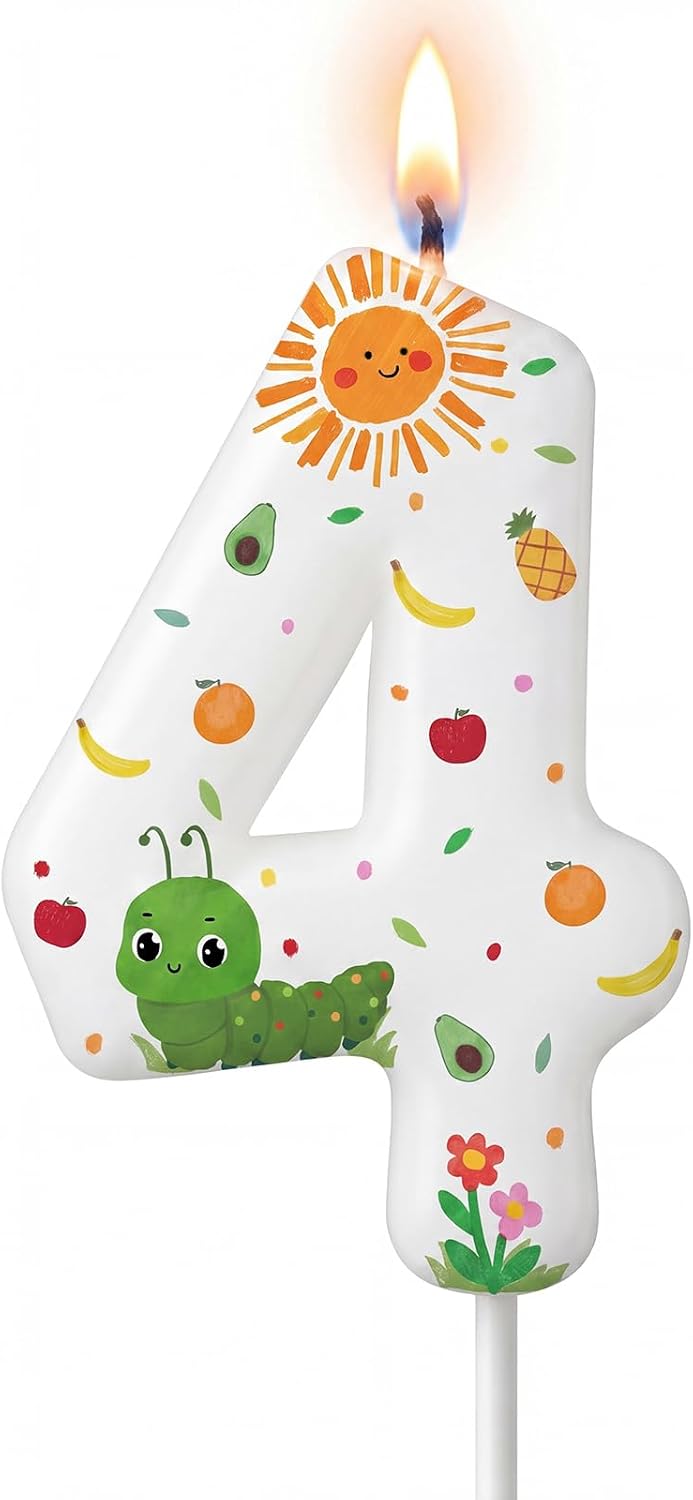 Treela Caterpillar Birthday Candles, Cake Topper, Number 1