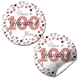 Confetti Rose Gold Polka Dot 100th Birthday Party Sticker Labels, 40 2