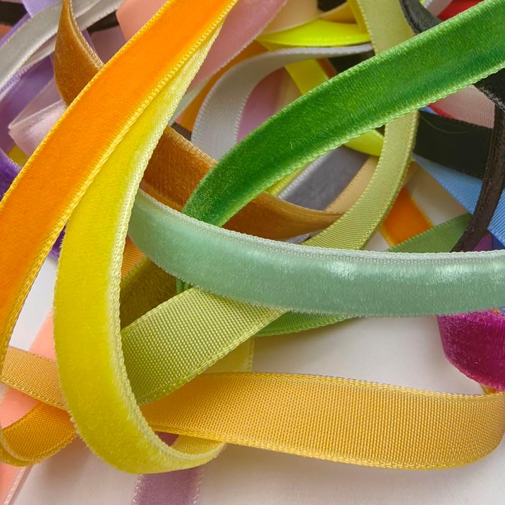 Chenkou Craft 30 Yards 3/8" Velvet Ribbon Total 30 Colors Assorted Lots Bulk (Multicolored, 3/8"(10mm))