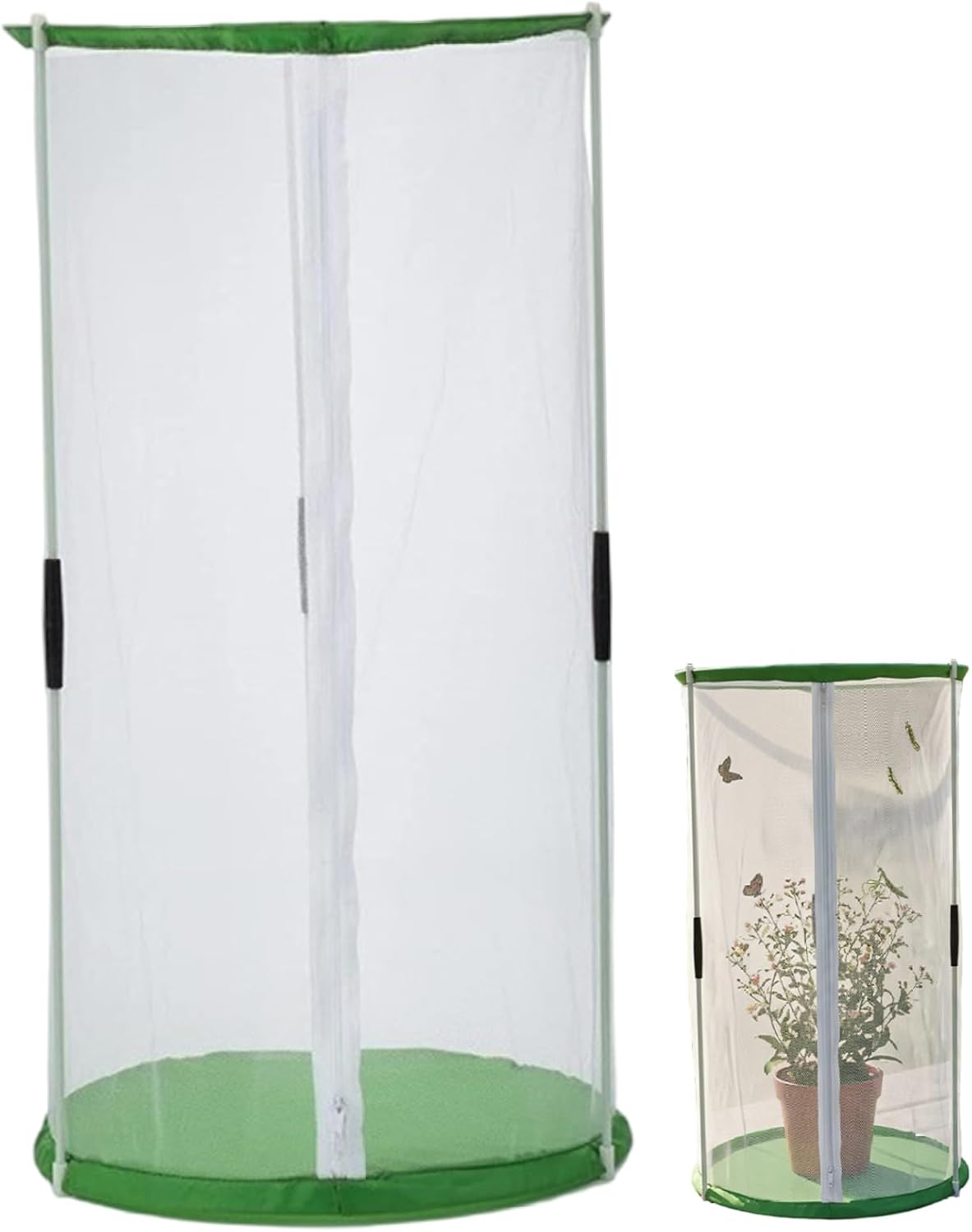 Butterfly Habitat, Clear Cylindrical Mesh Butterfly Enclosure with Zipper Top for Easy Access, Perfect for Insect Observation & Plant Protection, Enclosure