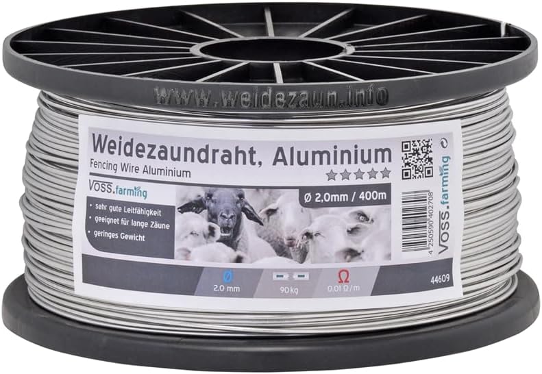 Fil Acier Clôture Électrique VOSS.farming 1,6mm - Bobine 1000m - 7 Fils Galvanisés - Très Robuste Ruban Cloture Electrique Fil Acier Clôture Électrique VOSS.farming 1,6mm - Bobine 1000m - 7 Fils Galvanisés - Très Robuste Ruban Cloture Electrique