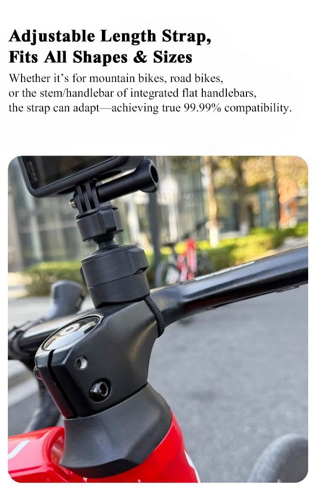 Uchwyt rowerowy – akcesoria z metalowym paskiem, obracany o 360° i antypoślizgowy, do DJI OSMO NANO/Action Pro 5, Insta 360 GO Ultra/Ace Pro 2/ X5, G0PRO itp. Kamera sportowa (z podstawą OSMO