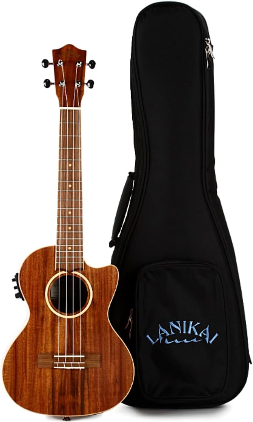 Lanikai ACST-CET Acacia 4-String Ukulele, Tenor Acoustic-Electric Ukulele, With Fishman Kula Preamp, Natural