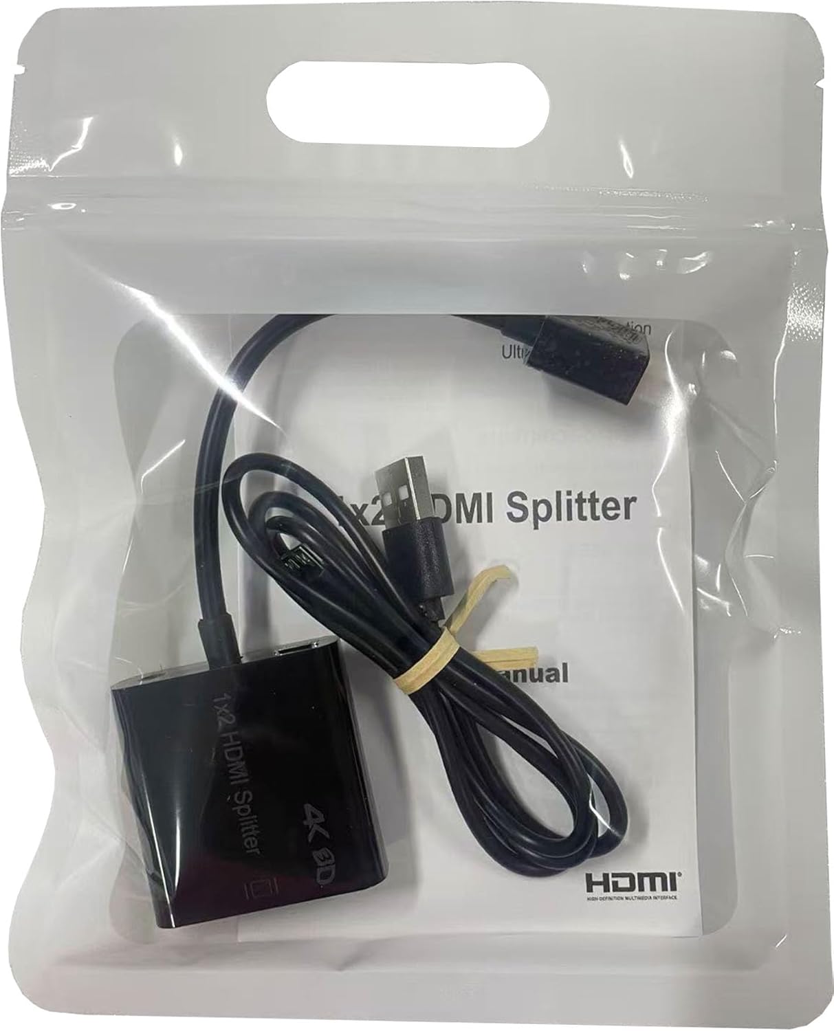 HDMI Splitter 1 in 2 Out, 4K HDMI Splitter for Dual Monitors Duplicate，Support1080P/4k30/60 /3D，Copy the Same Signal Source to Both displays