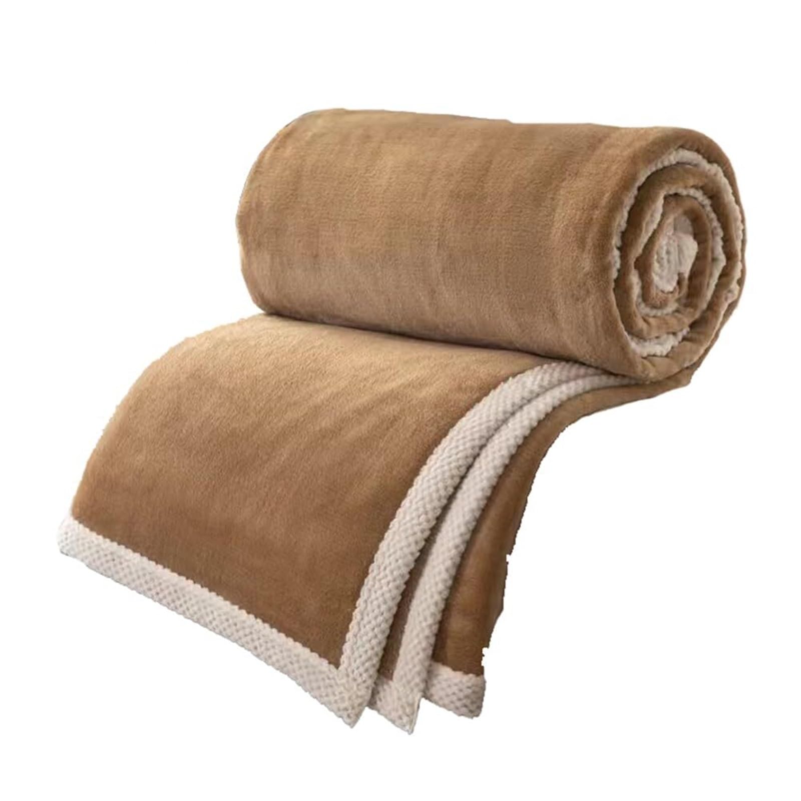 Super Soft Flannel Queen Size Blanket for Bed, Lightweight Fuzzy Plush Warm Throws for All Seasons for Couch and Bed(Camel,180 * 200cm)