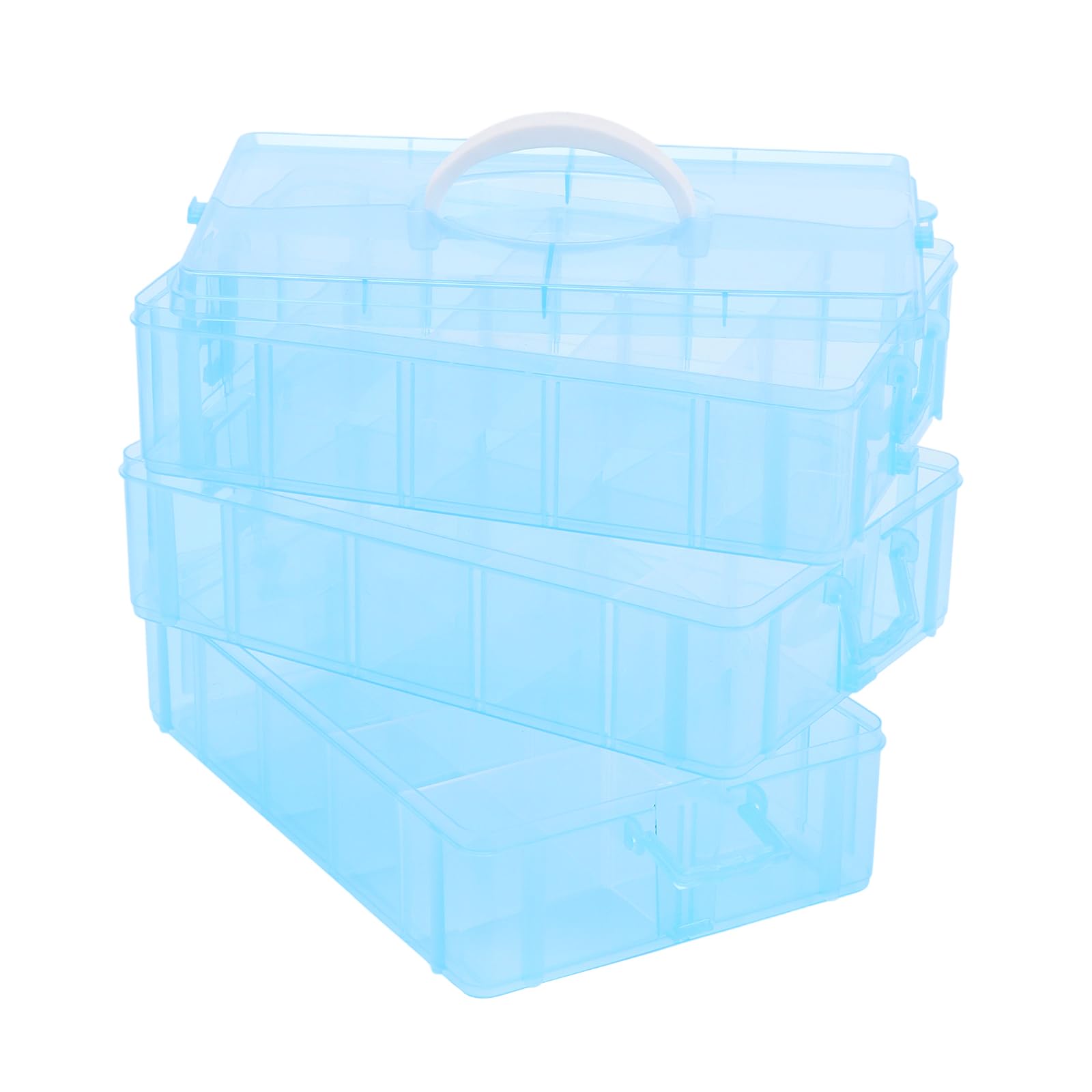 Set di 2 Scatole di Assortimento a 3 Ripiani, 30 Scomparti, Trasparenti