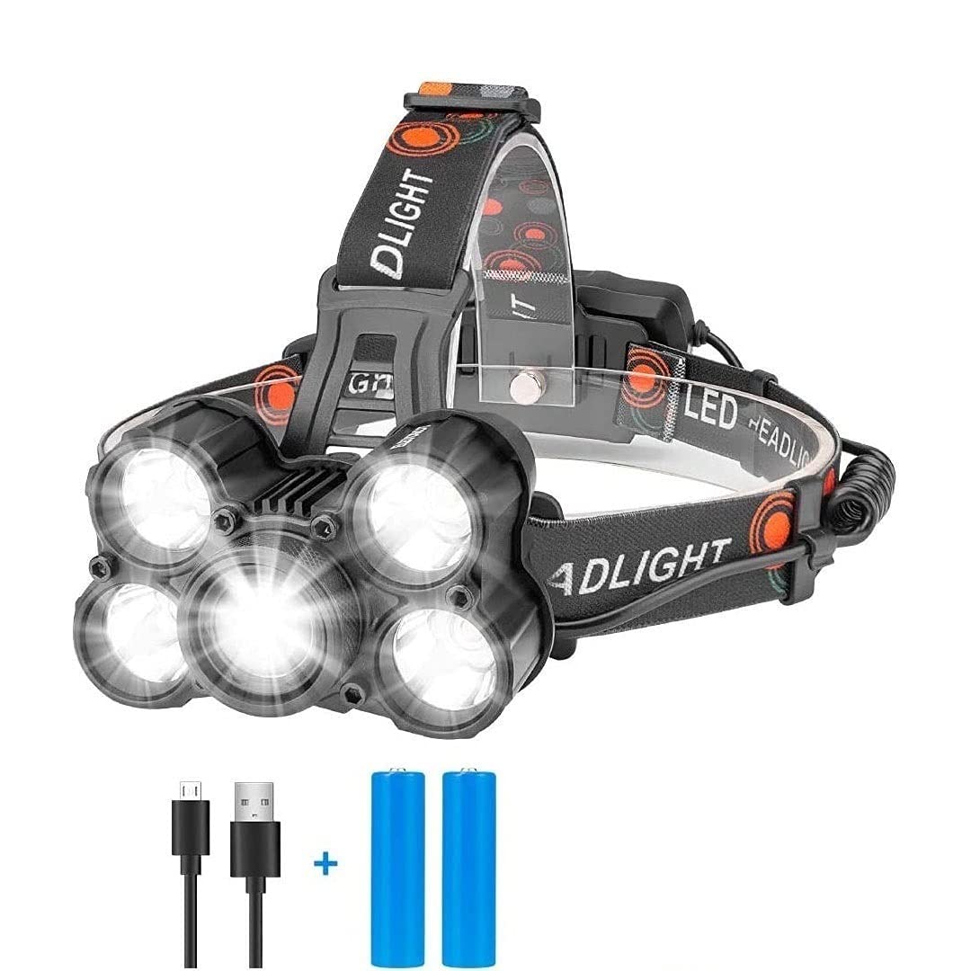 Latarka czołowa, latarka czołowa, wodoodporna latarka ładowana przez USB z czerwonym światłem, sprzęt kempingowy odpowiedni do biegania, chodzenia, biwakowania, czytania, wędrówek