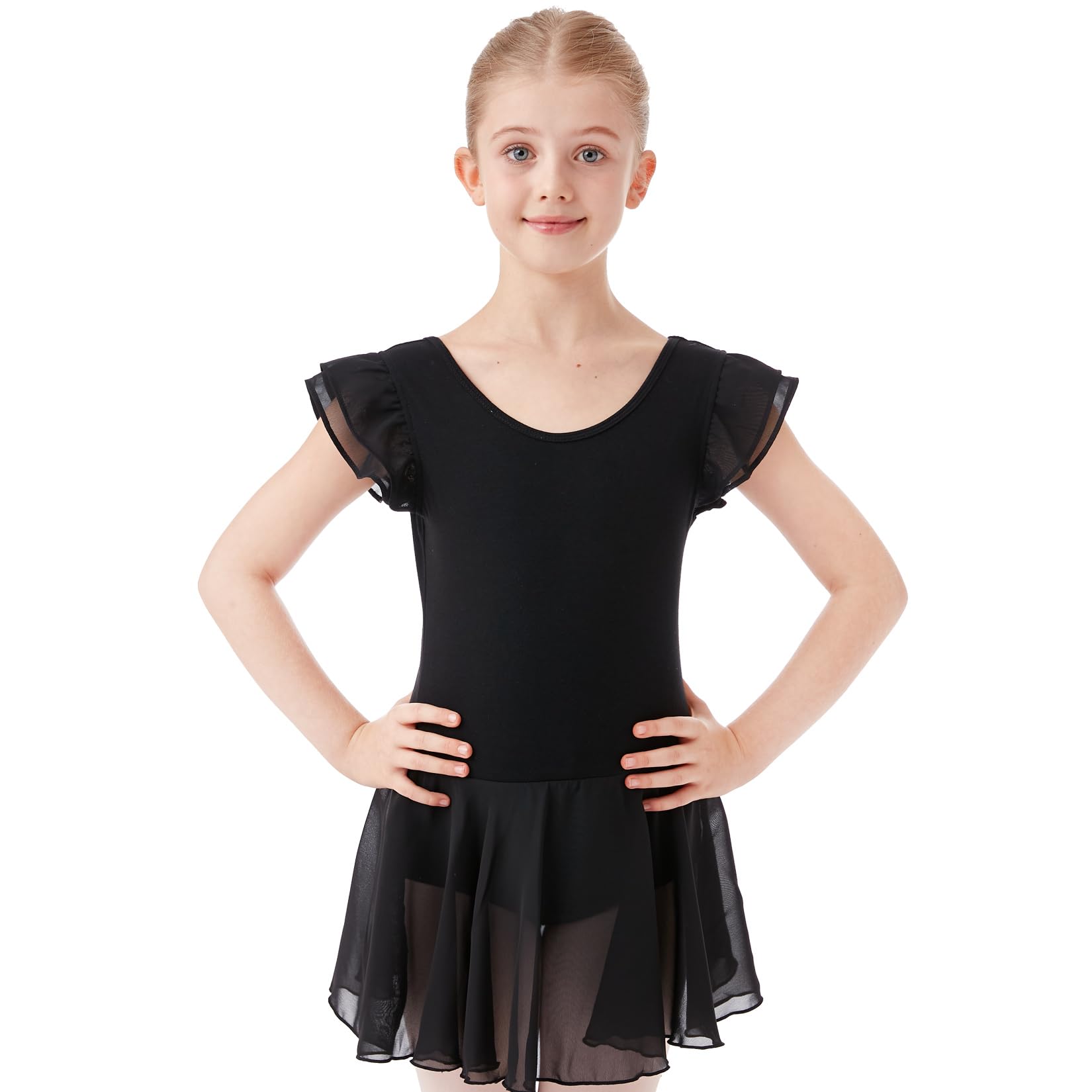 HiDance Girls' Ballet Dress Leotards, Ballerina Dance Dress Ballet Leotards with Skirt