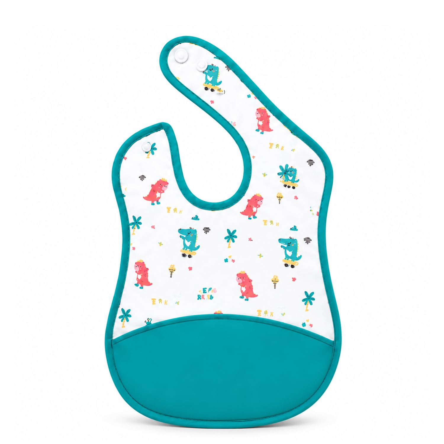 BabyGo Silicone Baby Pocket Waterproof Apron Bibs, Washable & Reusable, Non Messy Easy Cleaning, Adjustable Neckline with Buttons (Pack of 1) Multicolor-image-25