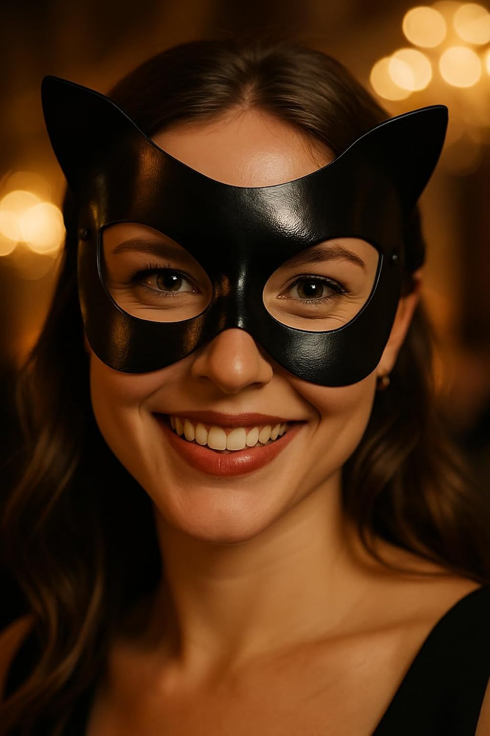 Black Cat Halloween Werecat Mask - Half Face Cat Eye Mask Accessories with Ears for Girls & Women