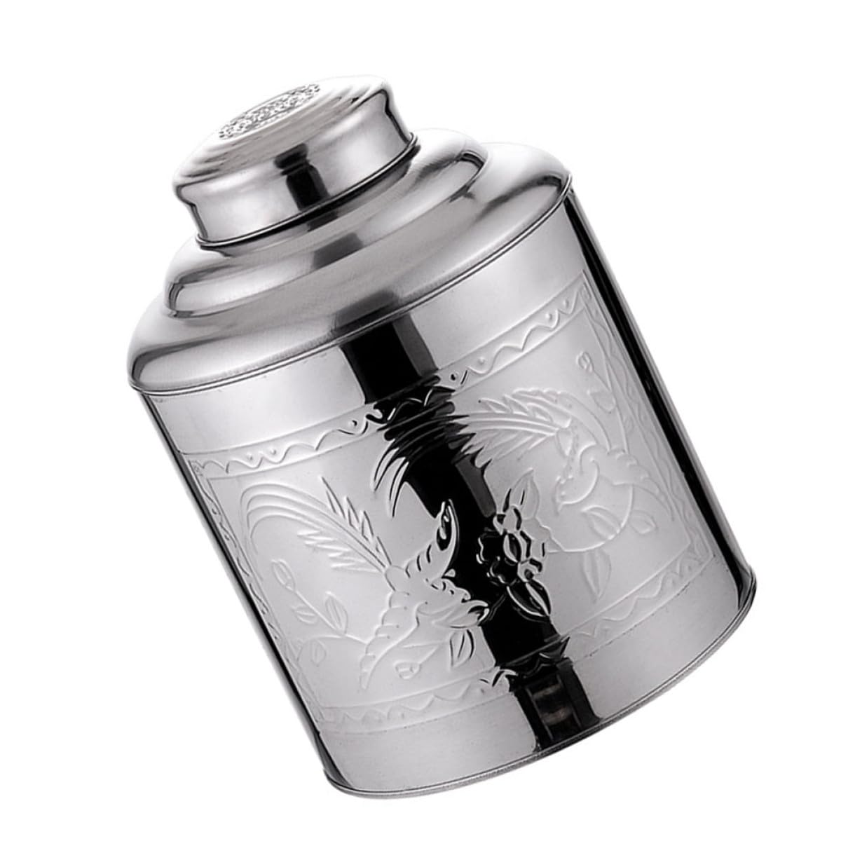 Veemoon Edelstahl Teedose Luftdicht Tragbar für Zuhause, Silber