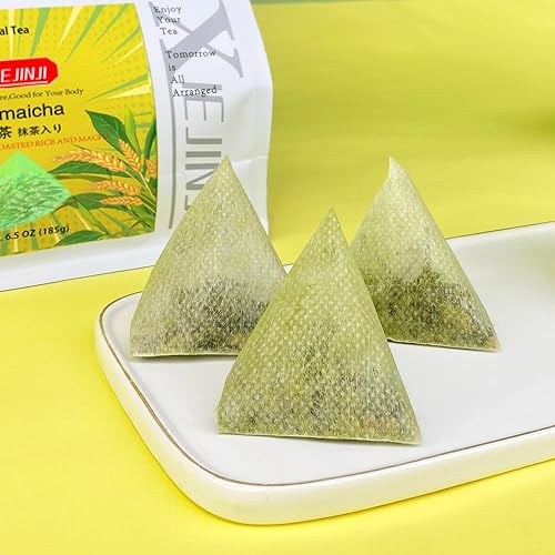 Miniatura 3 de XIEJINJI Genmaicha - 50 bolsas de té, bolsa de té con filtro transparente piramidal
