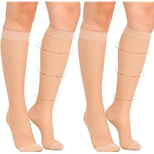 15-20mmHg Sheer Compression Socks for Women, 2 Pairs Knee High Compression Socks, Closed Toe Medical Compression Stockings for Swelling Shin Splints Varicose Veins