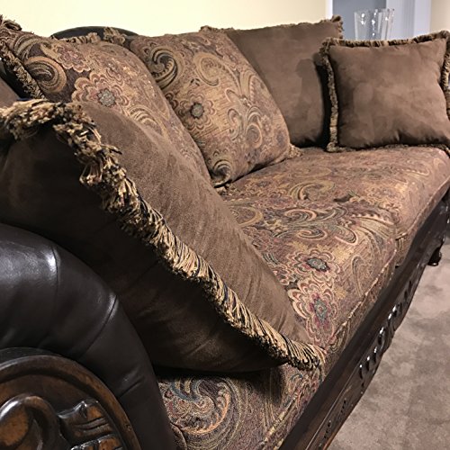 Roundhill Furniture San Marino 2-Tone Fabric Sofa, Chocolate #TOP5