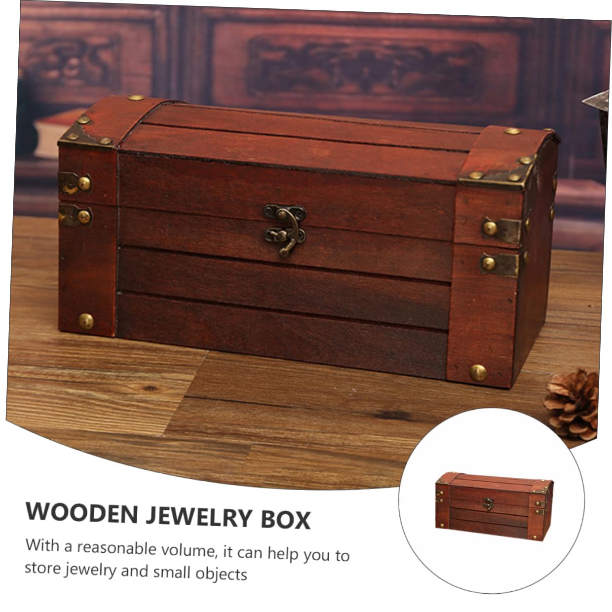 TOYANDONA Vintage Holzkiste mit Schloss als Dekorative Schmuckaufbewahrung und Fotorequisite für Elegante Aufbewahrung in Braun