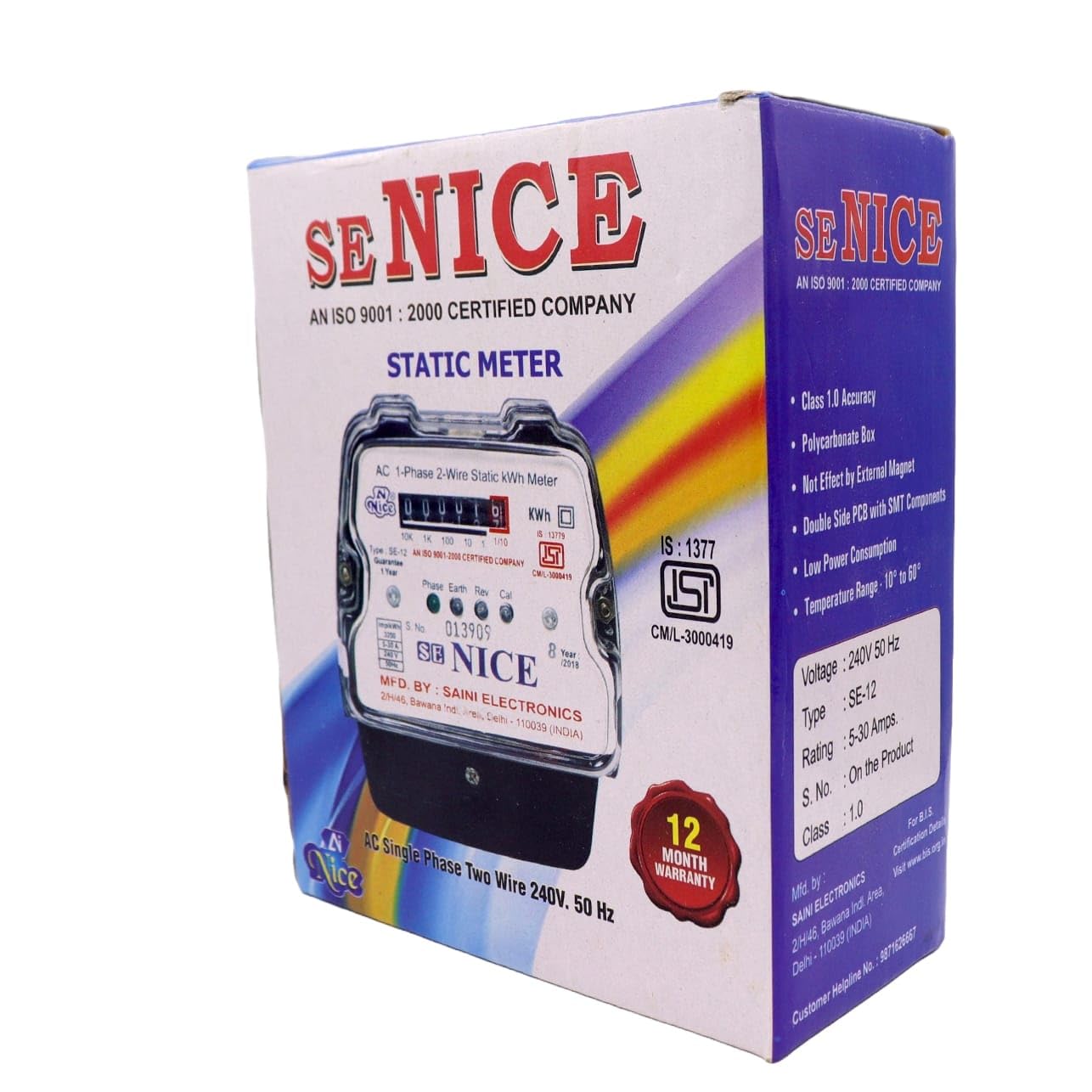 WINGWON Single Phase Multi-Function 2 Wire Electrical Energy KWH Sub Meter for Home (ISI Marked), Black NO 6 - Image 3 thumbnail