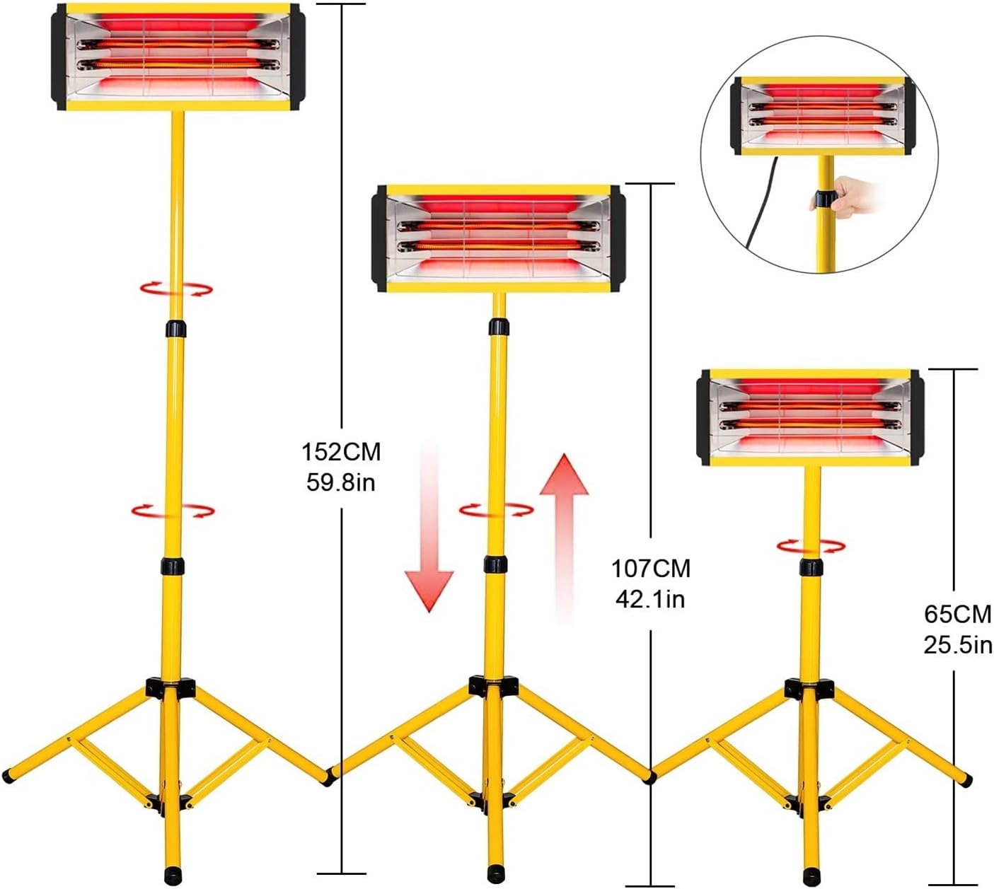 2000W Paint Curing Lamp Shortwave Heating Paint Lamp with Liftable Bracket Drying Light(ZJ-KCY-002-Y,220V UK)
