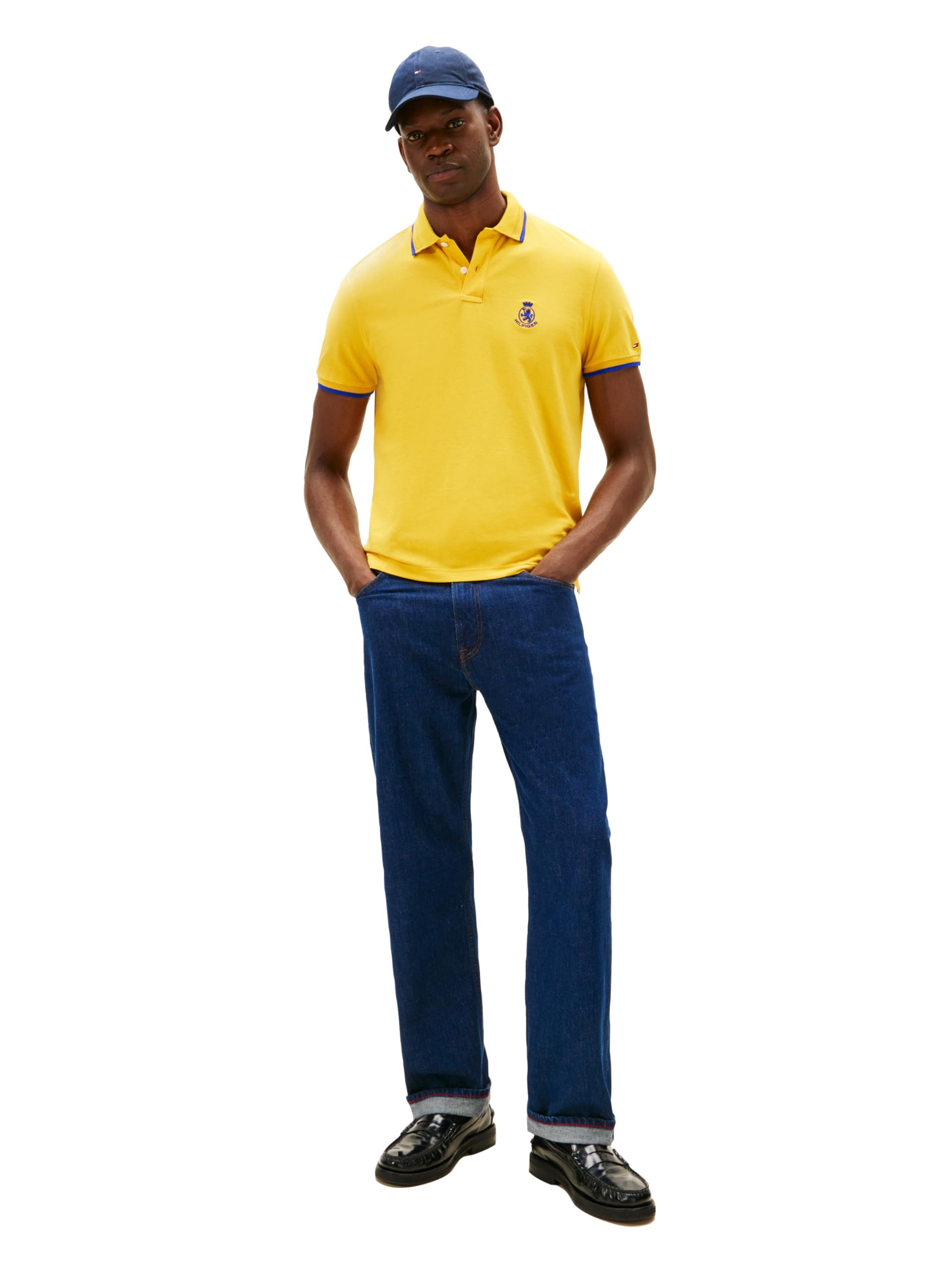 Tommy Hilfiger Herren Short Sleeve Casual Polo Shirts in Regular Fit with Embroidered Crest Design Lässiges Poloshirt mit kurzen Ärmeln in normaler Passform mit gesticktem Wappen-Design (1er Pack)