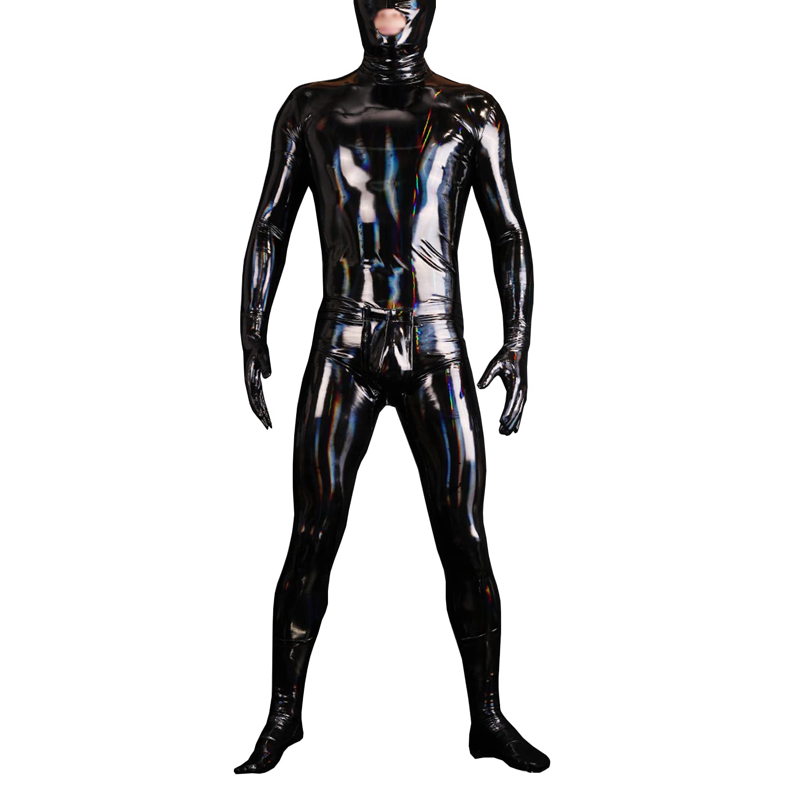 LESOYA Men's Shiny Wetlook PVC Leather Bodysuit Full Body Leotard Catsuit  Zentai Suit Clubwear