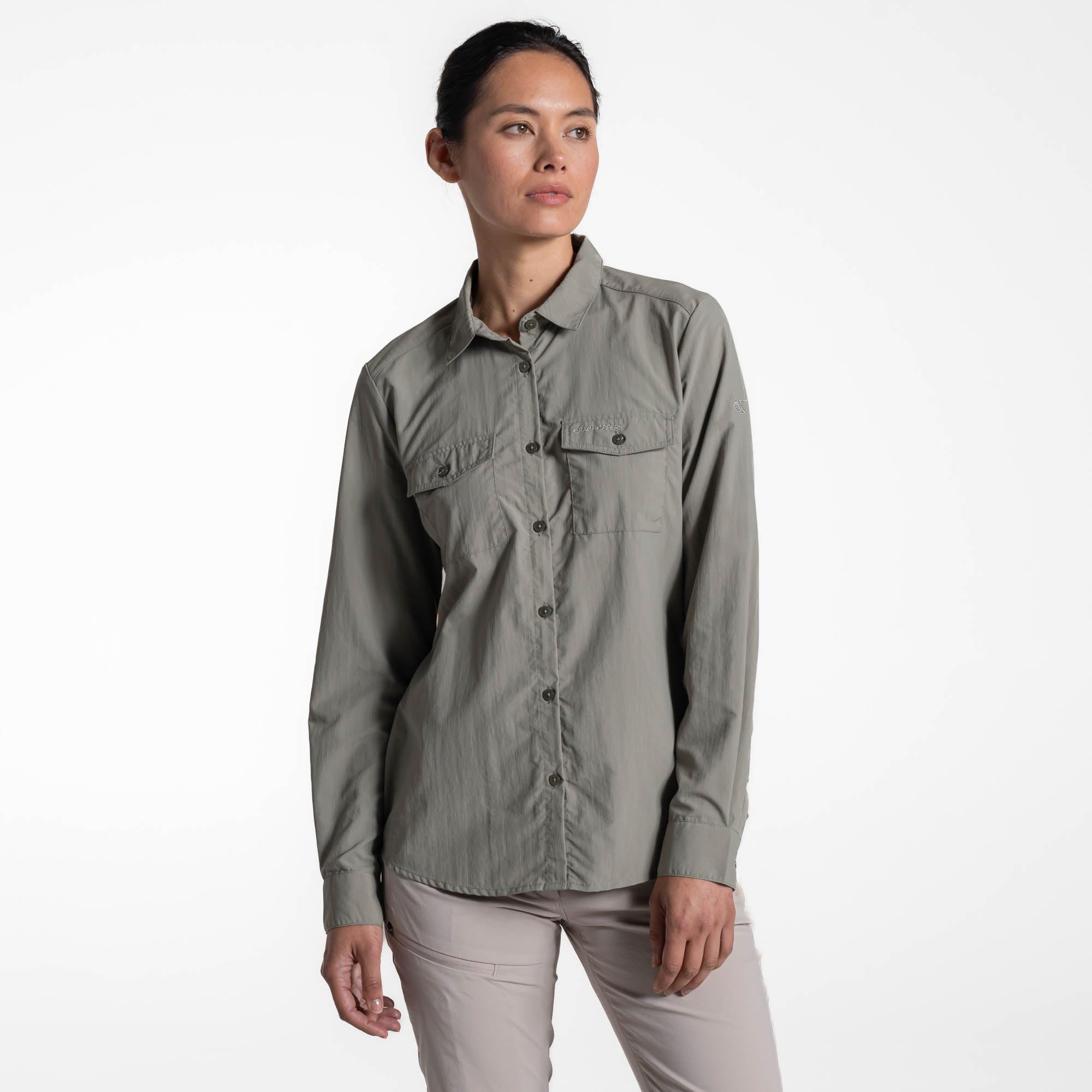 Craghoppers Nosilife Loukkos Long Sleeved Shirt Size: 16 Women's Green