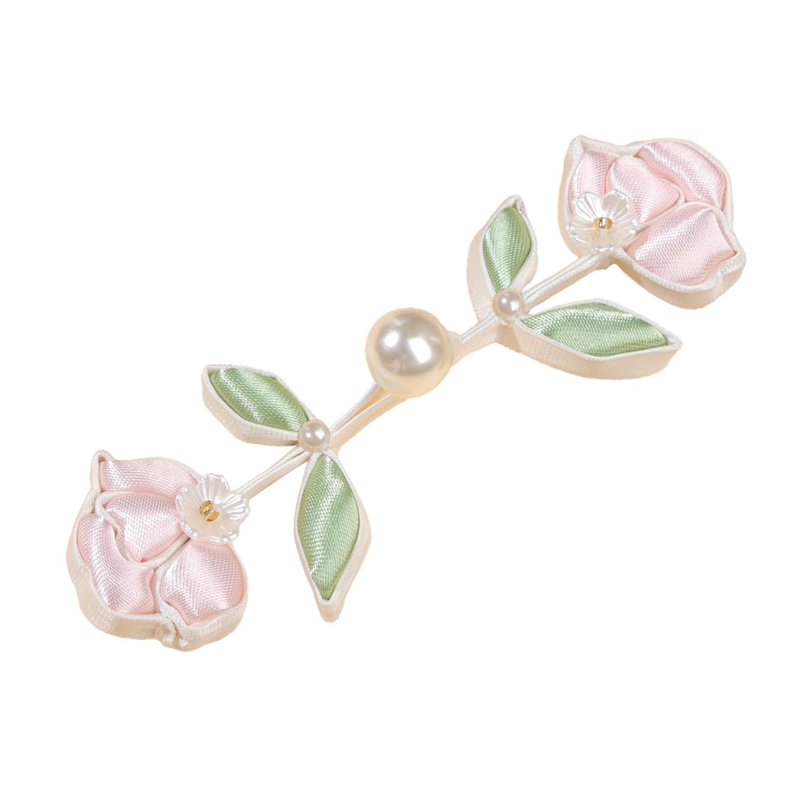 Yhplxyuus Pearls Flower Oriental Fabric Button Closure Cheongsam Knot Button Fasteners for Cheongsam Dress Garment Making Flower Tie