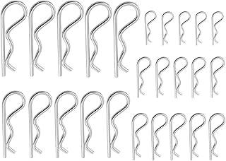 25 Pcs R Shaped Spring Cotter Pins Fastener Assortment Kit, Zinc Plated Steel Retaining Hair Pin for Hitch Pin Lock System - 5 Sizes