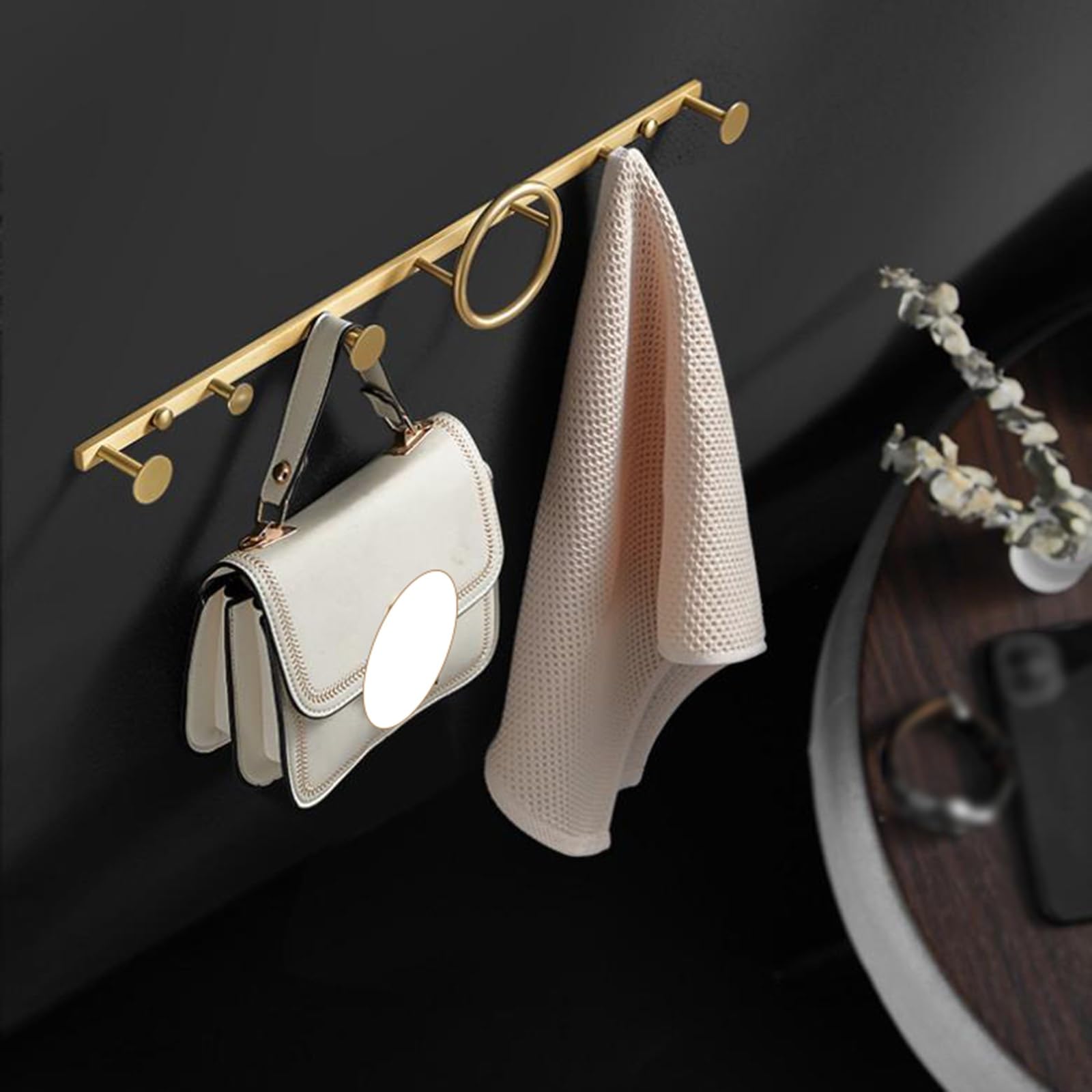 Perchero Dorado para Pared, Toallero Impermeable para Baño, Ganchos De Pared De Hierro para Llaves Sombreros Bufandas Bolsos(52cm/20.4in)