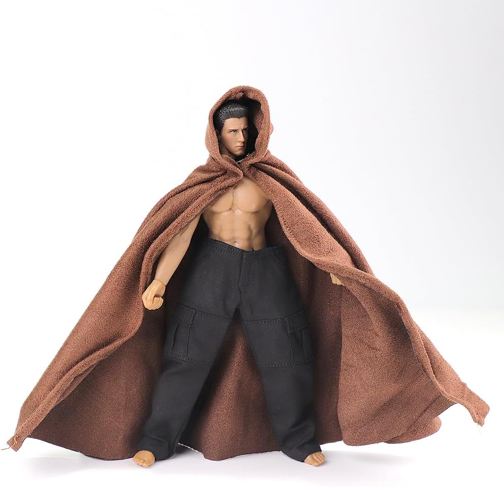 1/12 Scale Hoodie Cloak Long Cape for 6 inch Star Wars Black Series Figures Medieval Knight Cloak,Brown(No Figture) - Image 3