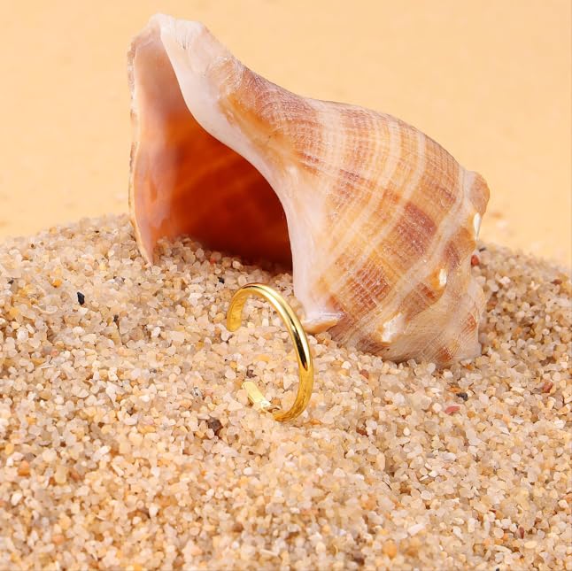 HAIAISO 14K Gold Plated Toe Rings for Women Adjustable Toe Ring Open Band Toe Ring Summer Beach Foot Jewelry