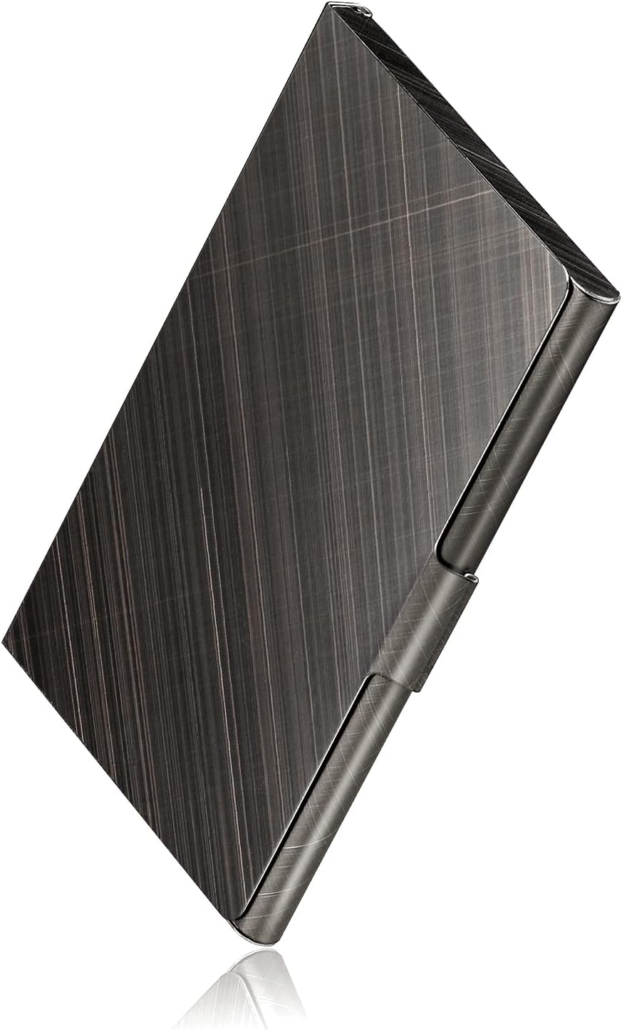 MaxGear Metal Business Card Holder for Men & Women, Pocket Business Card Case Slim Business Card Wallet Business Card Holders Name Card Holder, 3.7 x 2.3 x 0.3 inches, Stainless Steel, Black : Office Products