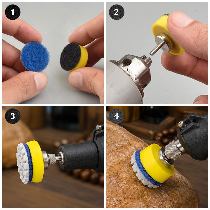 25mm Ultra-small Diamond Wet Polishing Pad Kit, Complete Grit Range from 50# Rough Grinding to 10000# Mirror Finish, Equipped with 2.3mm Shank Hook Loop Holder for Easy Replacement. Compact and Flexib