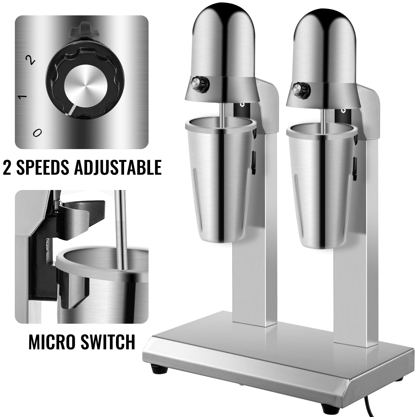 Elektrische Milchshake-Maschine, 800 ml Doppelzylinder, automatischer Mixer, Schaummaschine, für verschiedene Milchshakes/Milchtee/Saftgetränke, um vielfältige Bedürfnisse zu erfüllen