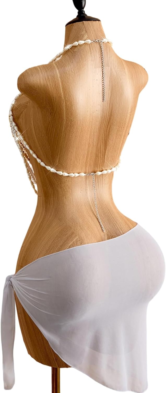 Layer Pearl Shell Harness Body Chain for Women Bikini Halter Chest Jewelry image 5