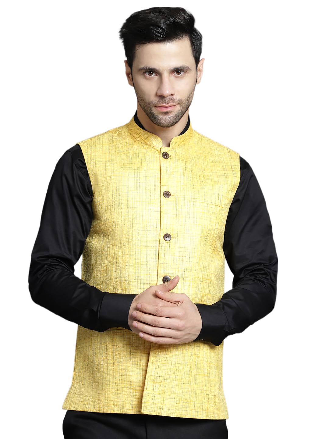 jompers Men's Woven Design Nehru Jacket-picture-13