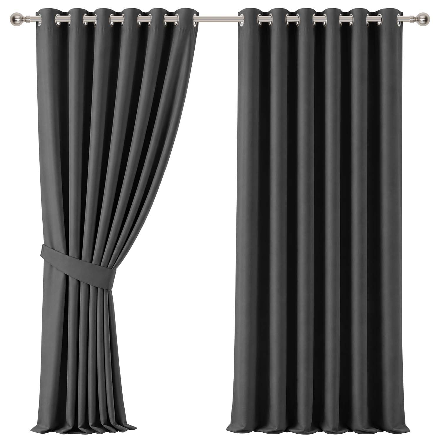 Aspire Homeware Eyelet Blackout Curtains Bedroom, Grey 46"x 90" 1 Pair