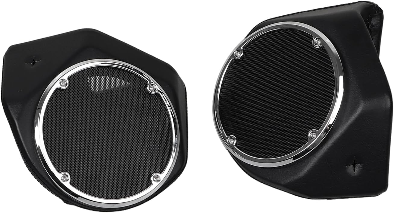 6.5 inch Trunk Rear Speaker Pods Kit for Harley Touring Road King Road Glide Street Glide Ultra-Classic Electra Glide Standard Models 2014-2023, Chrome Ring &Black