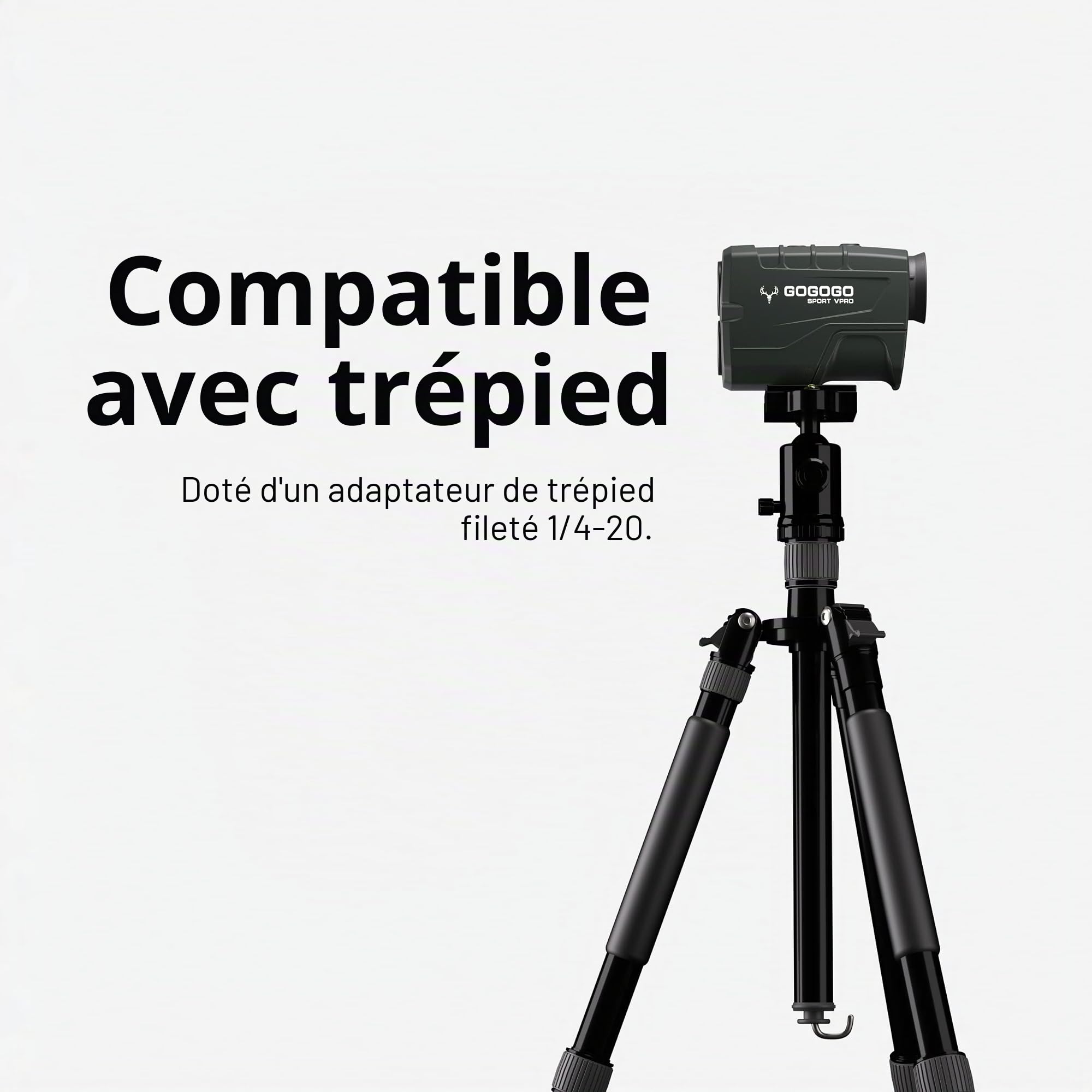 Gogogo Sport Vpro Télémètre Rechargeable de Chasse 1100 Mètres avec Trou de Vis du Trépied, Câble USB