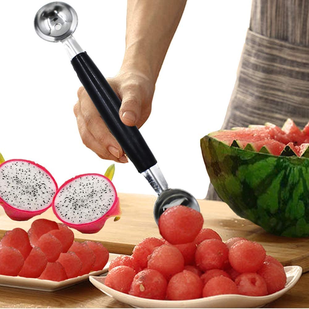 2 in 1 Stainless Steel Melon Ballers Melon Scoop,Double-Sided Fruit Melon Baller Spoon, Suitable Watermelon Cantaloupe Ice Cream Comfortable Non-Slip Grip Kitchen Utensils and Gadgets - Image 4