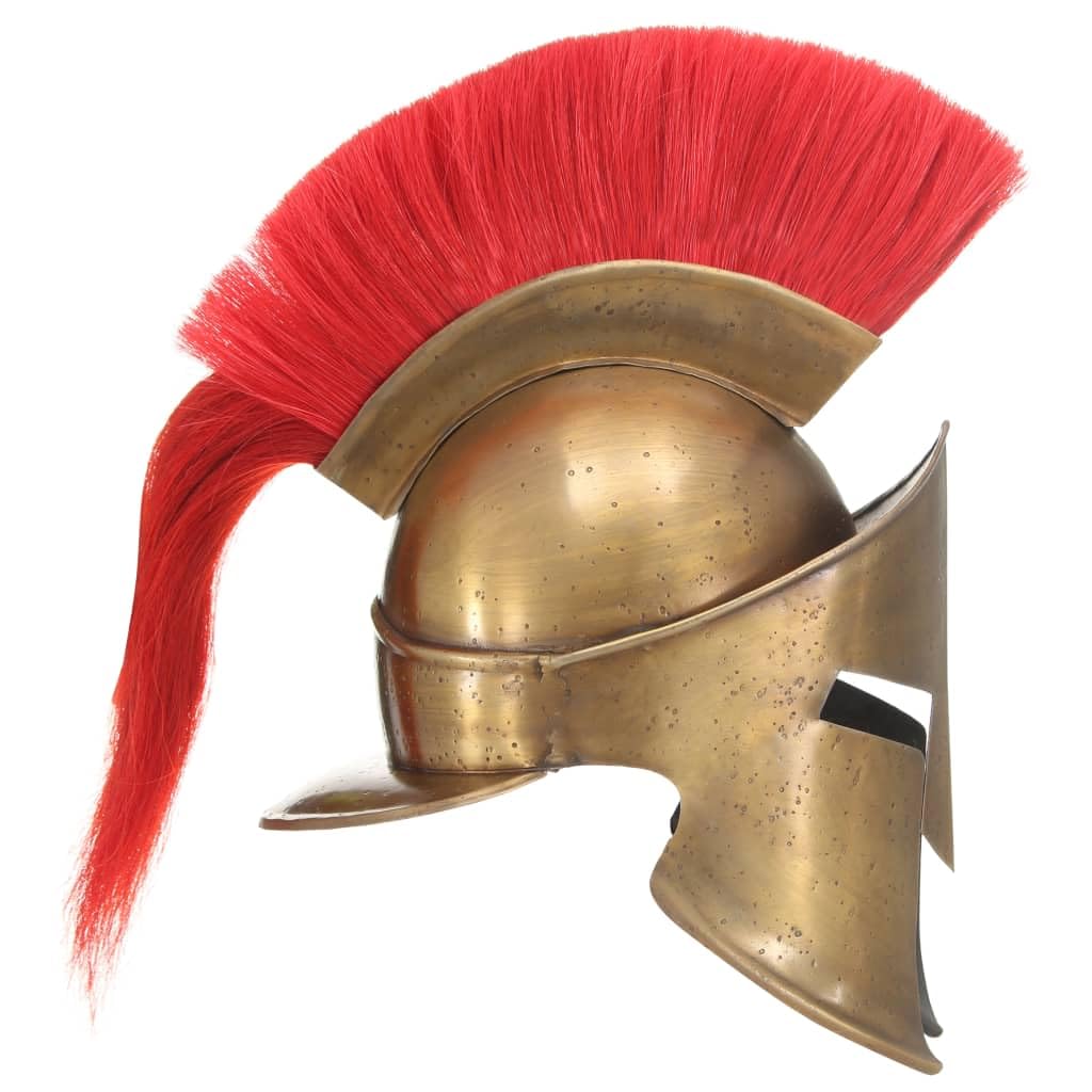 vidaXL Elmo da Cavaliere Medievale Greco LARP Armatura per Guerriero Corazza Protezione Testa Riproduzione Medievale in Acciaio Ottone