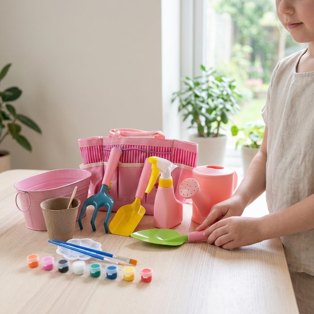 deAO Jouet de Jardin Fleuri pour Filles de 3 Ans+, Outils de Jardinage pour Enfants, Jouet