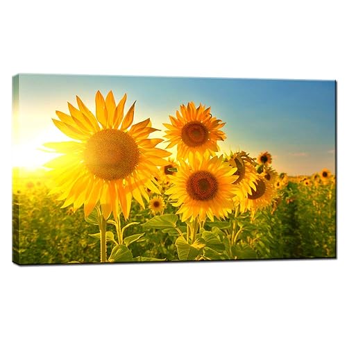 Nachic Wall Sunflower Canvas Wall Art Beautiful Field at Sunrise