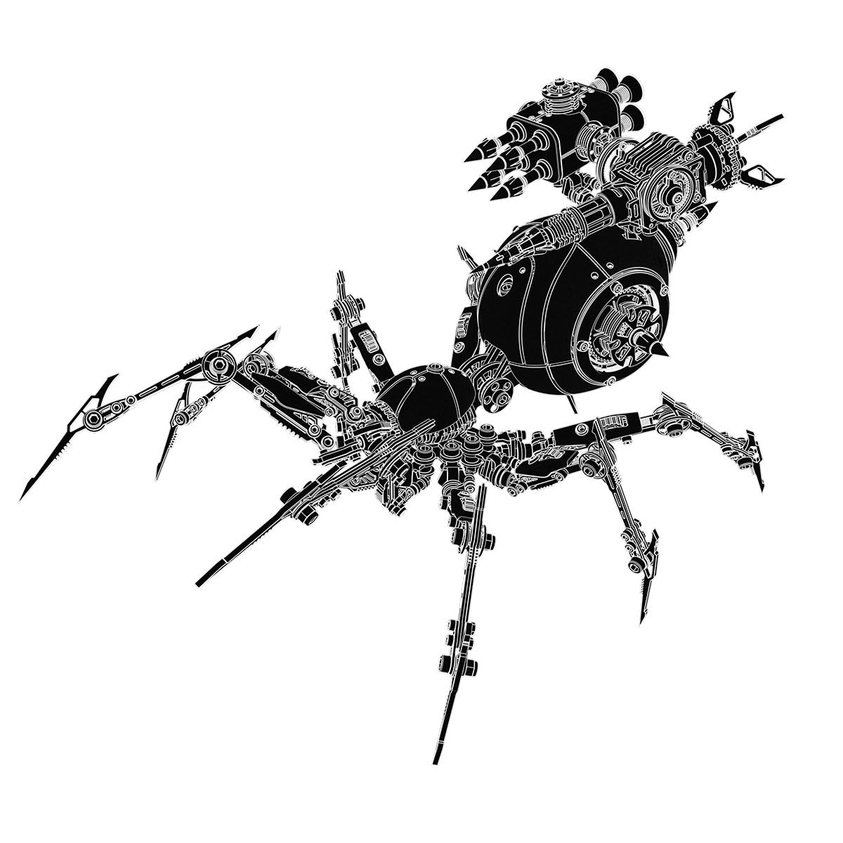 Steampunk - Puzzle in metallo 3D per adulti, modello di ragno di guerra meccanico con base, motivo: animali fai da te, modello per ornamenti e regali da scrivania (602 pezzi)