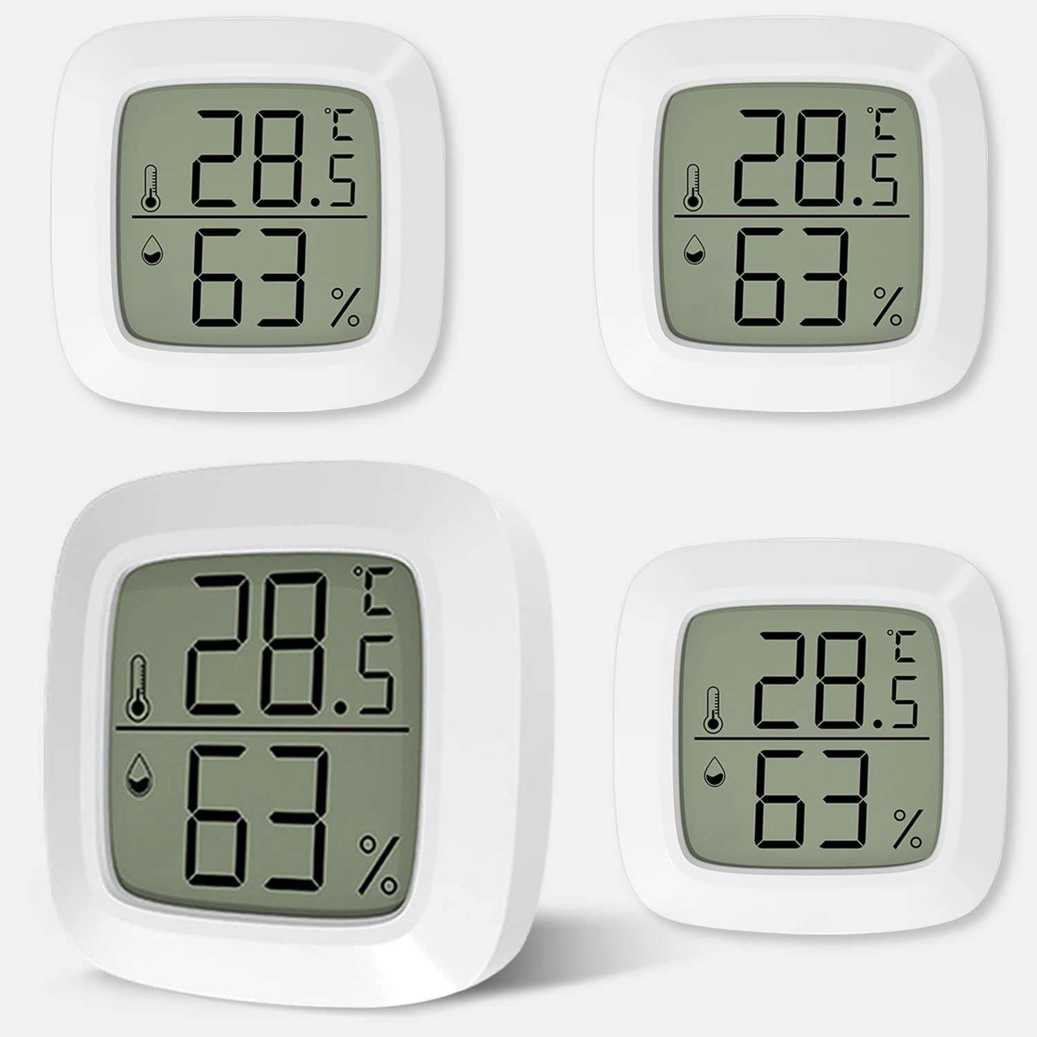 Mini LCD Hygrometer Innen 4 Stk, Digital Thermometer für Innenräume, Thermometer Hygrometer mit luftfeuchtigkeitsmesser, Raumthermometer zimmerthermometer für Babyzimmer Wohnzimmer Büro Gewächshaus