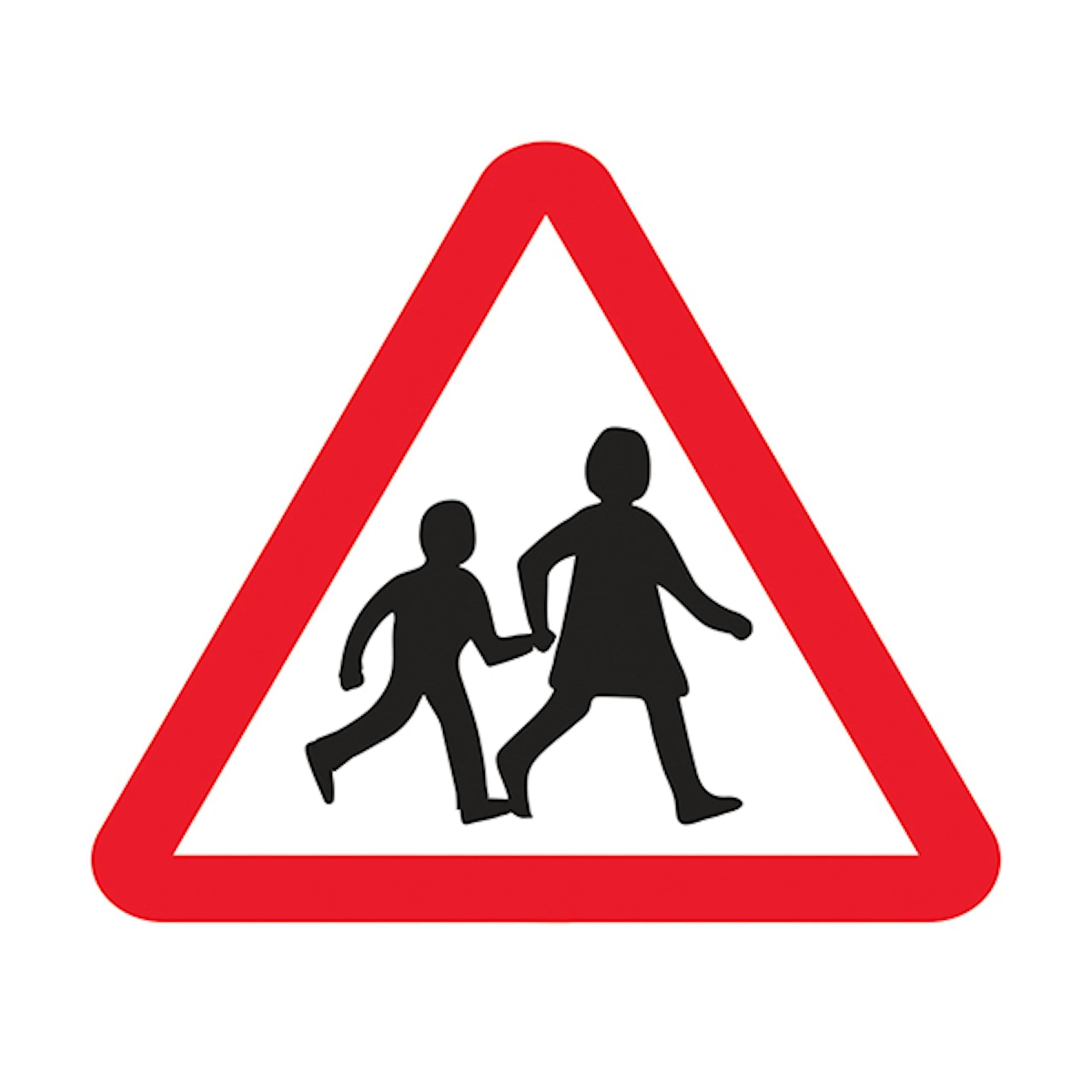 V Safety School Crossing 600 x 600 mm - 3mm Reflective Aluminium Composite Safety Sign, White