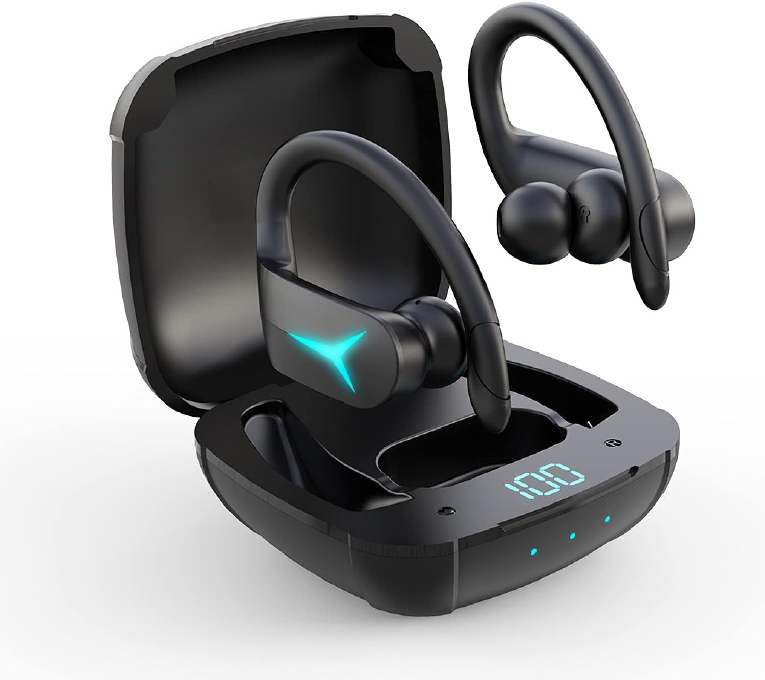 SoundGenie Wireless Sports Earphones UPGRADED Wireless Earbuds Running Headphones IPX7 - USB-C Bluetooth 5.0 Auto Connect Never Fall Out 40H Play Time - For Gym Running & Workout