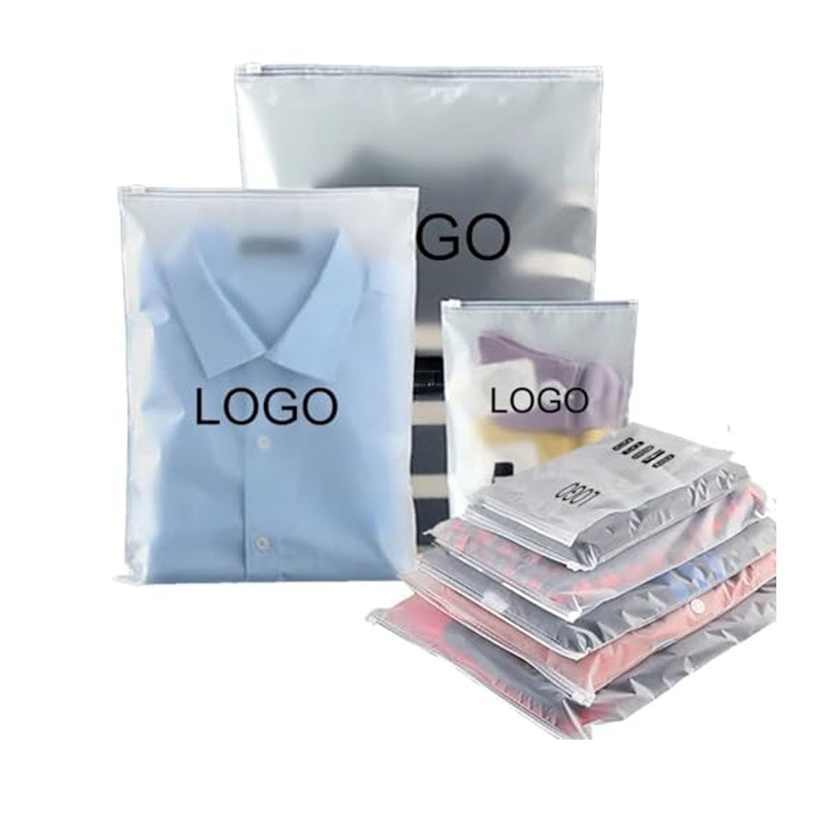 jfs 50Pcs Custom Storage Frosted Zipper Bags Home Clothing Shirts Business Small Business Packaging Product Bags Print Your Own Logo (18x28cm)