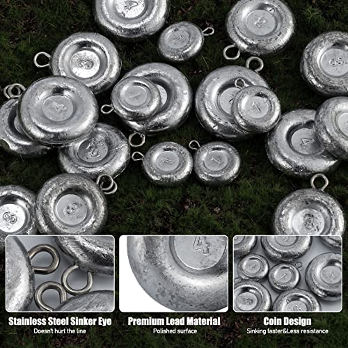 Dr.fish 10 Pack Fishing Coin Sinkers Disc Sinker Fishing Lead Weights Catfish Pompano Halibut Bass, 3Oz #TOP1